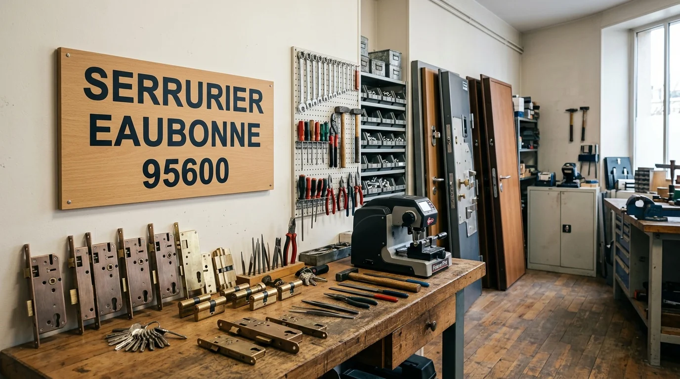 Atelier serrurerie Eaubonne 95600 - établi avec multipoints, cylindres et clés brevetées
